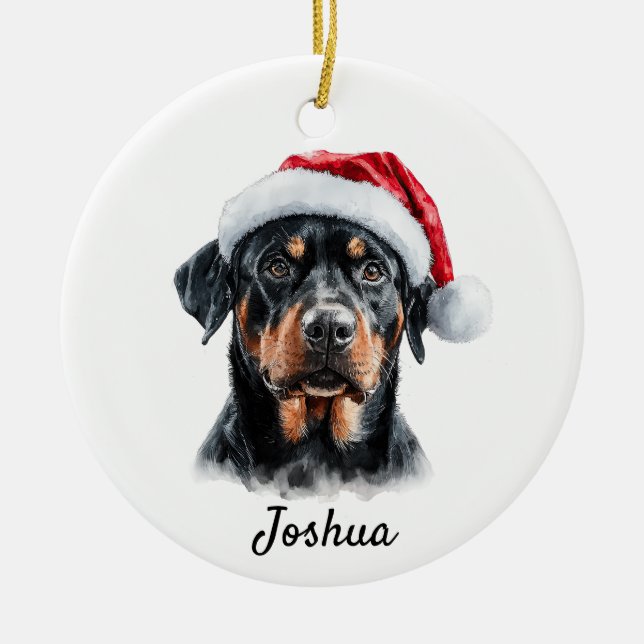 Custom Rottweiler Dog Keramik Ornament (Vorne)