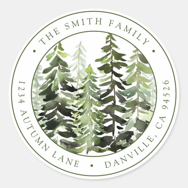 Custom Round Christmas Return Address Label Runder Aufkleber (Vorderseite)