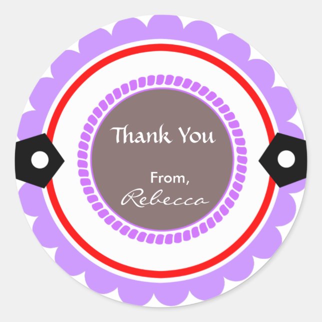 Custom Round Danke Stickers Geschenktasten (Vorderseite)