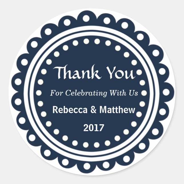 Custom Round Gastgeschenk Hochzeit Danke Stickers (Vorderseite)