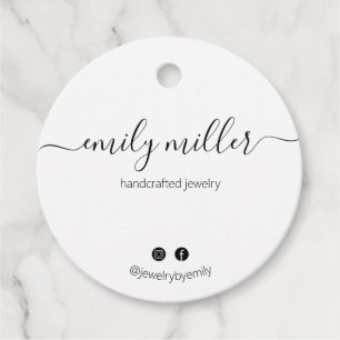 Custom Round White Calligraphy Script Hang Tag Geschenkanhänger