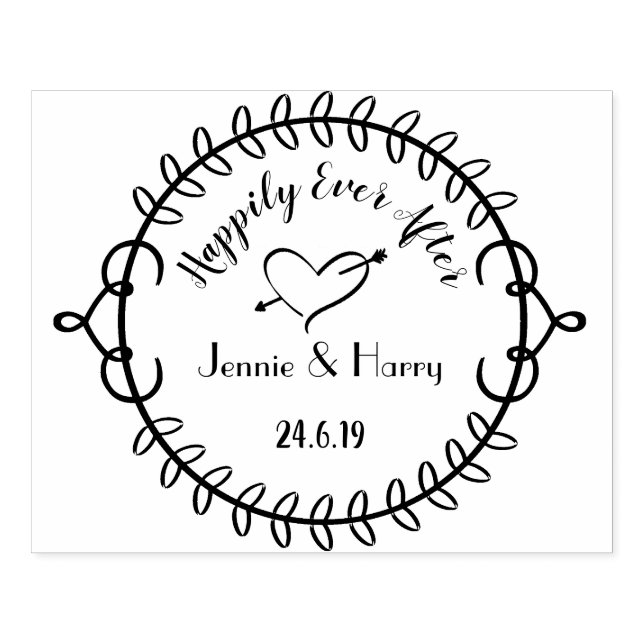 Custom Round Wreath Wedding Gummistempel (Prägung)