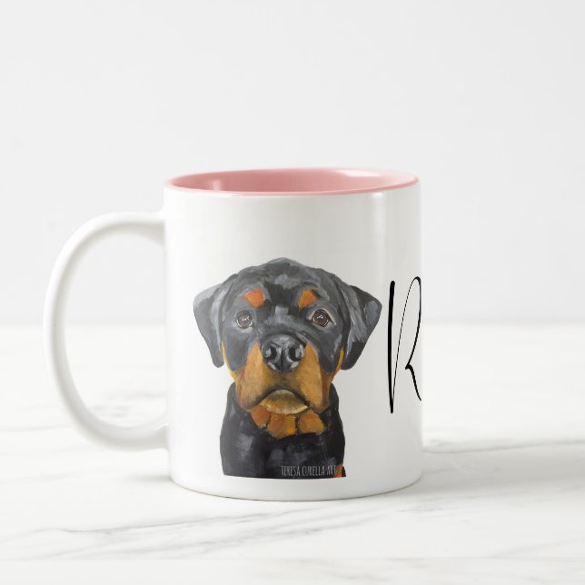 Custom Roxy Rottweiler Dog Zweifarbige Tasse (Links)