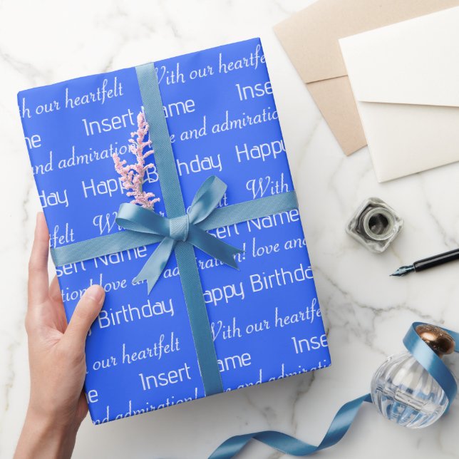 Custom Royal Blue All Occasion Wrapping Paper Geschenkpapier (Schenken)