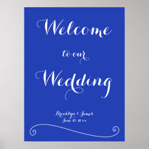 Custom Royal Blue Wedding Reception Print 18x24 Poster