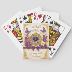 Custom Royal Gold Lila Butterfly Geburtstag Spielkarten