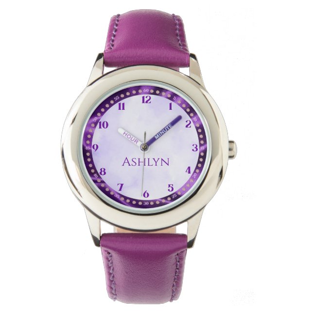 Custom Royal Lilac Sparkling Kids Learning Armbanduhr (Vorderseite)