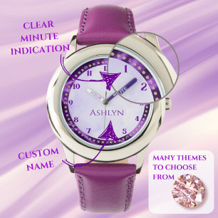 Custom Royal Lilac Sparkling Kids Learning Armbanduhr