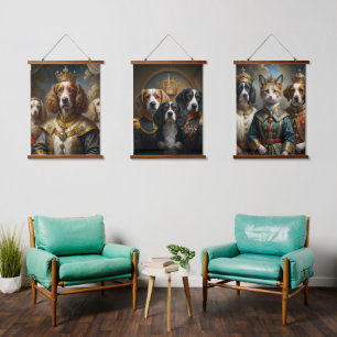 Custom Royal Pet Portrait Noble Digitale Kunst Wandteppich Mit Holzrahmen