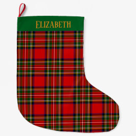 Custom Royal Stewart Clan Tartan Plaid Name Großer Weihnachtsstrumpf