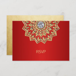 Custom Ruby RED Gold Indian Mandala UAWG Wedding Einladung