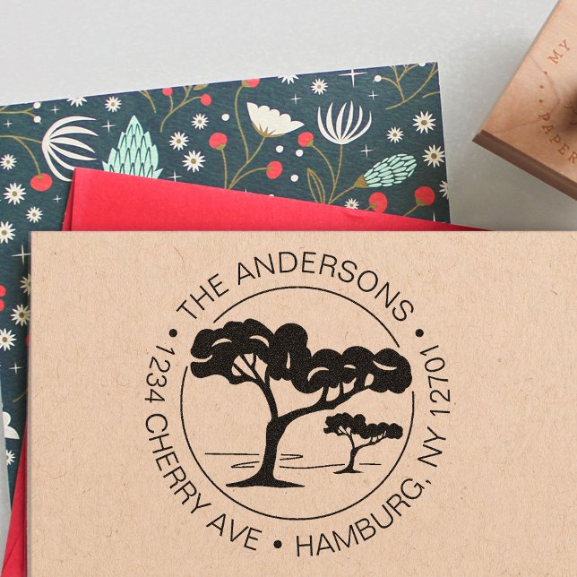 Custom Rücksendeadresse Umbrella Pine Tree Permastempel (Von Creator hochgeladen)