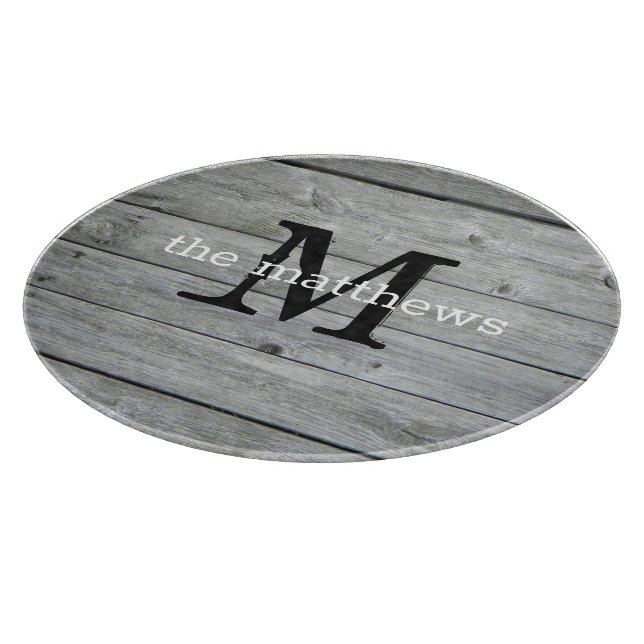 Custom Russe Name Country Farmhouse Mit Monogramm Schneidebrett (Ecke)