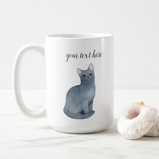 Custom Russian Blue Cat Bree Coffee Tasse Gift (Mit Donut)