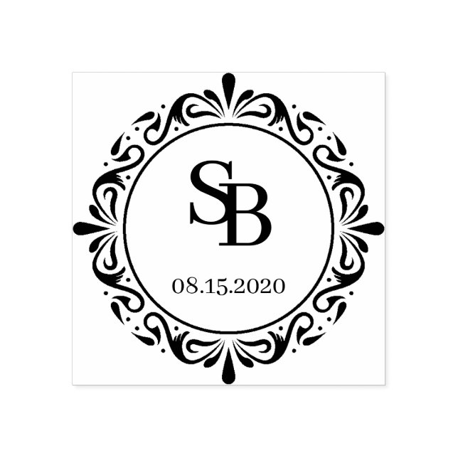 Custom Rustic Botanical Country Wreath Wedding Gummistempel (Prägung)