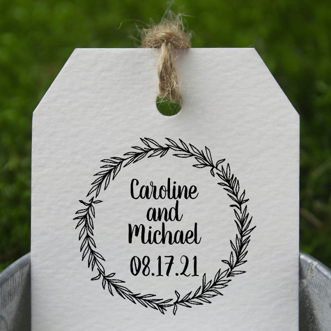 Custom Rustic Botanical Country Wreath Wedding Gummistempel (Von Creator hochgeladen)