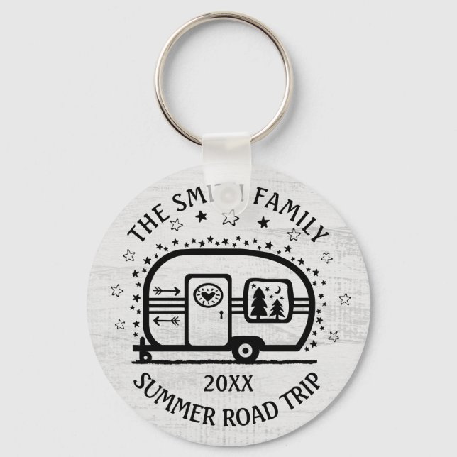 Custom Rustic Camping Camper Trailer Rv Lifestyle Schlüsselanhänger (Vorderseite)