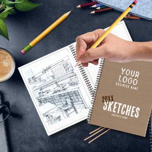 Custom Rustic Charm Kraft Paper Employee Sketch Notizbuch