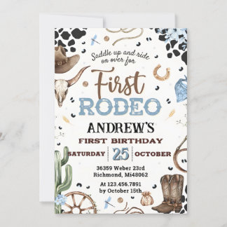 Custom Rustic Cowboy 1. Rodeo Geburtstag Einladung