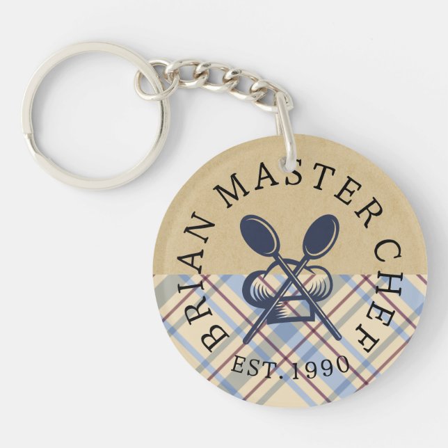 Custom Rustic farmhouse in brown and blue chic Schlüsselanhänger (Vorderseite)