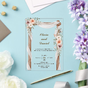 Custom Rustic Floral Acrylic Wedding Einladungen