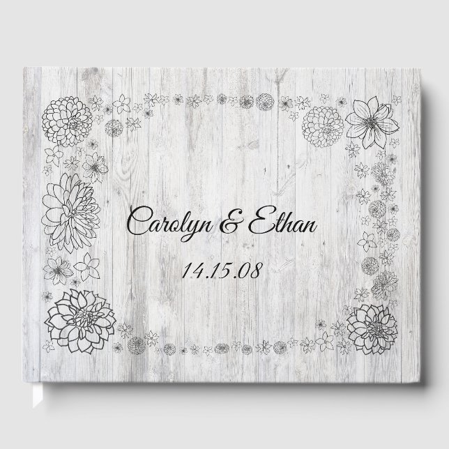 Custom Rustic Floral Guestbook Gästebuch (Vorderseite)