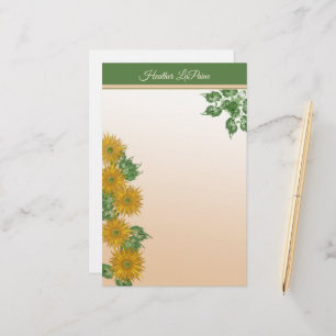 Custom Rustic Golden Floral Blätter Kunst Grenzen Briefpapier
