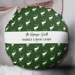 Custom Rustic Green White Elch Silhouette Rundes Kissen
