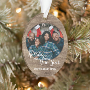 Custom Rustic Holiday Season Gruß Akryllisch Ornament