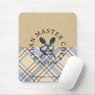 Custom rustic kraft paper and tartan farmhouse mousepad