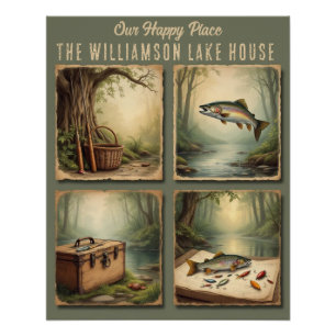 Custom Rustic Lake House Fischereikabine Poster