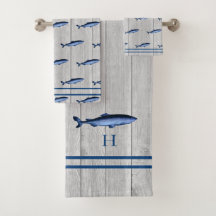 Custom Rustic Nautical Shark Blue Gray Wood