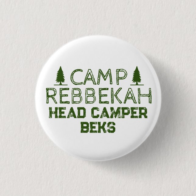Custom Rustic Retro Camp Bachelorette Green Button (Vorderseite)