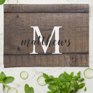 Custom Rustic Script Monogram Name Farmhouse Geschirrtuch