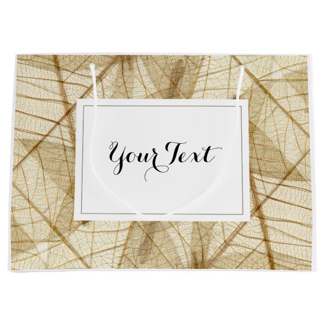 Custom Rustic Sheer Lace Blätter Große Geschenktüte (Vorderseite)