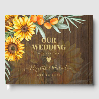 Custom Rustic Sonnenblumen Pampas Grass Hochzeit Gästebuch