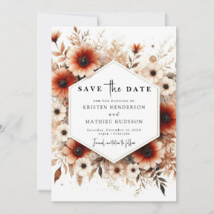 Custom Rustic Terracotta Wedding Save The Date
