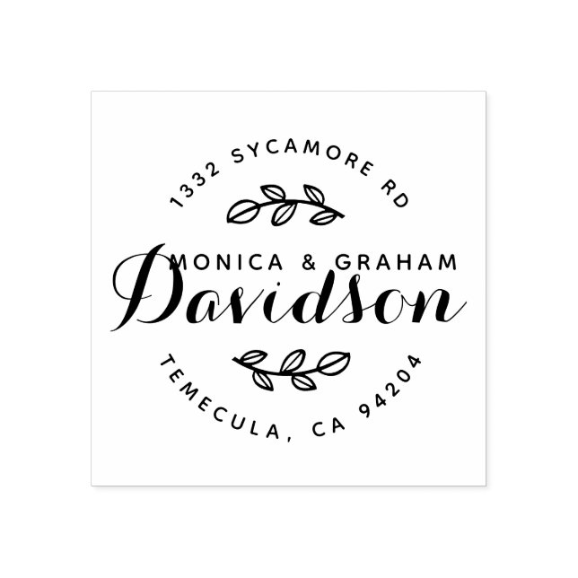 Custom Rustic Typografy | Just Married Address Gummistempel (Prägung)