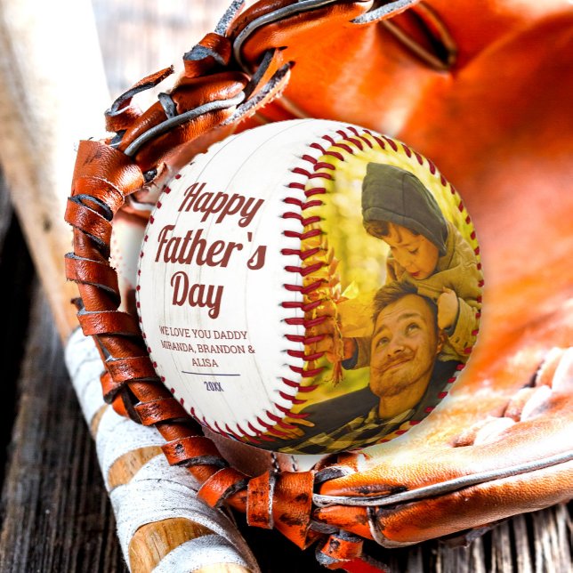 Custom Rustic Vintag Vatertag Foto Baseball (Von Creator hochgeladen)