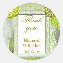 Custom Rustic Wedding Danke Green Runder Aufkleber