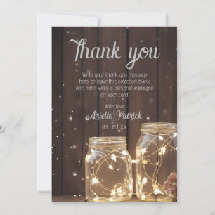 Custom Rustic Wedding Holz Barn Lighting Mason Jar Dankeskarte