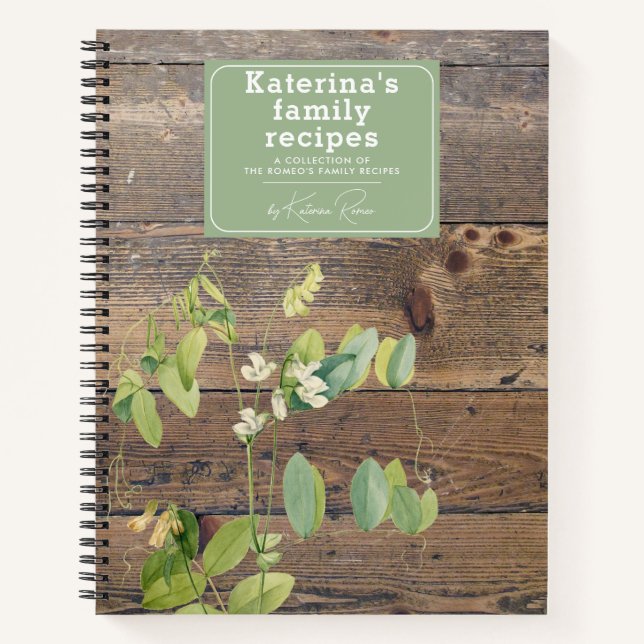 Custom Rustic Wood Kitchen Pees Family Recipe Notizbuch (Vorderseite)
