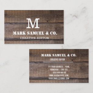 Custom Rustic Wood Monogram Berufliche Bar Visitenkarte