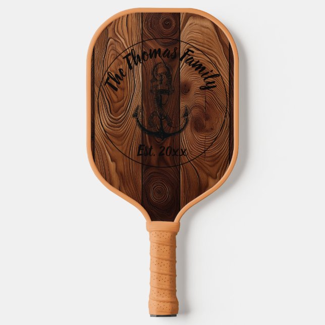 Custom Rustic Wood Texture Pickleball Schläger (Vorderseite)
