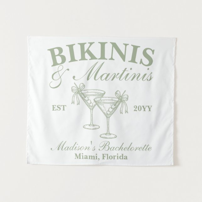 Custom-Sage-Bikini und Martini-Junggeselinnen-Absc Wandteppich (Vorderseite (Horizontal))