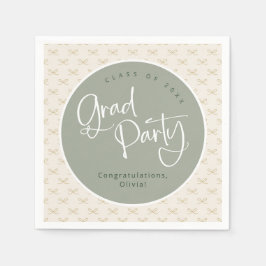 Custom Sage Gold Class of 2025 Grad Party Serviette