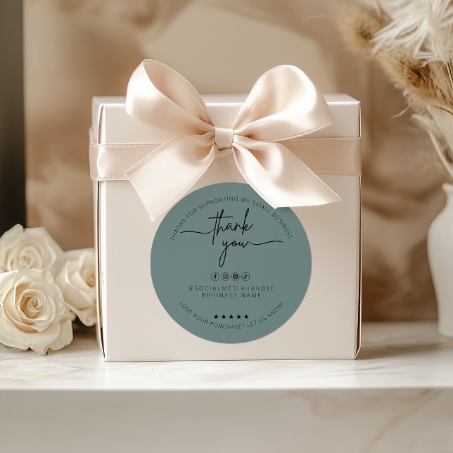 Custom Sage Green Aufkleber Danke Label (Custom Sage Green Sticker Thank You Label)