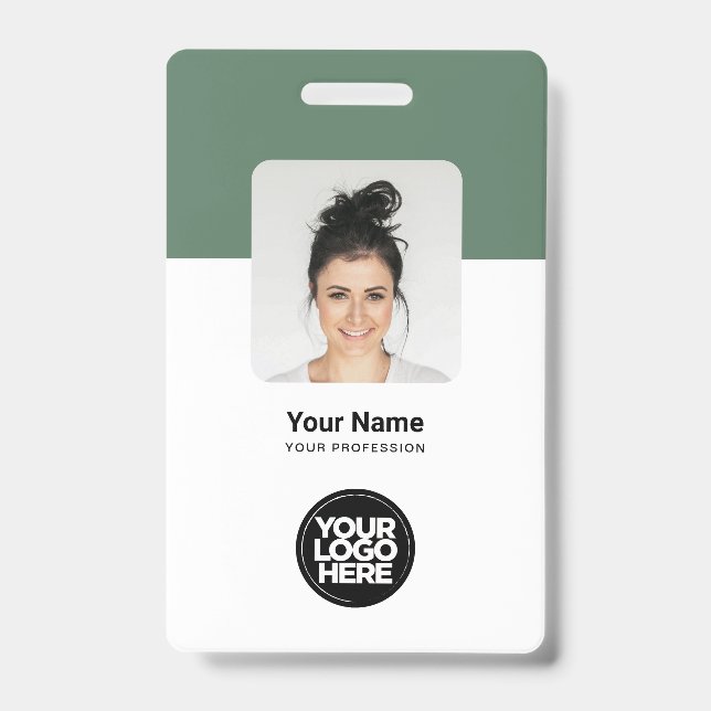 Custom Sage Green Employee Modernes ID QR Abzeiche Ausweis (Vorderseite)
