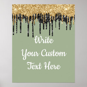 Custom Sage Green Gold Glitzer Geburtstag Foto Pro Poster