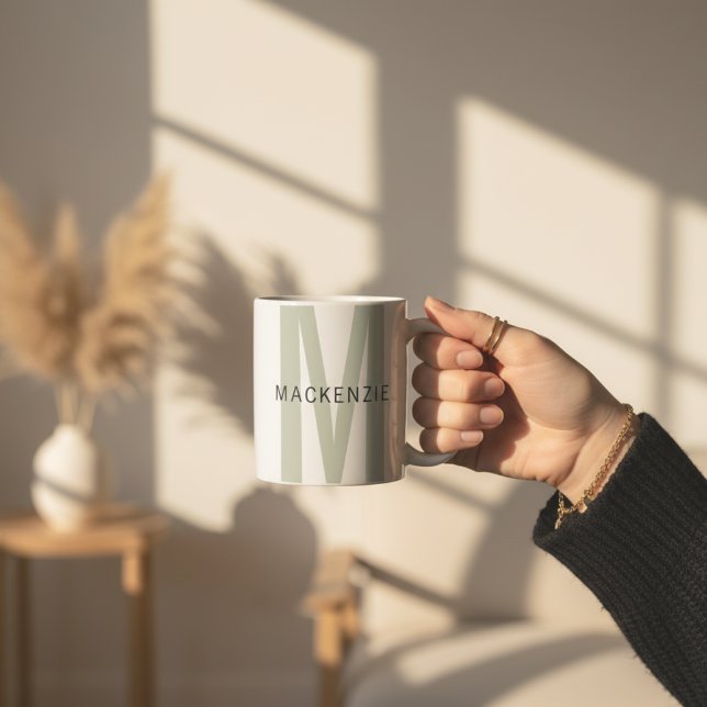 Custom Sage Monogram Mug for Mother’s Day Gift Kaffeetasse (Elegant Monogrammed Mug – Mother’s Day Gift for Mom, Grandma, Auties & Sisters)